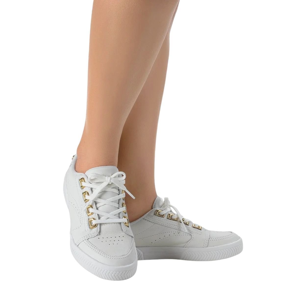 Tênis Casual de Couro Feminino Kolosh C3016A Branco Branco 8