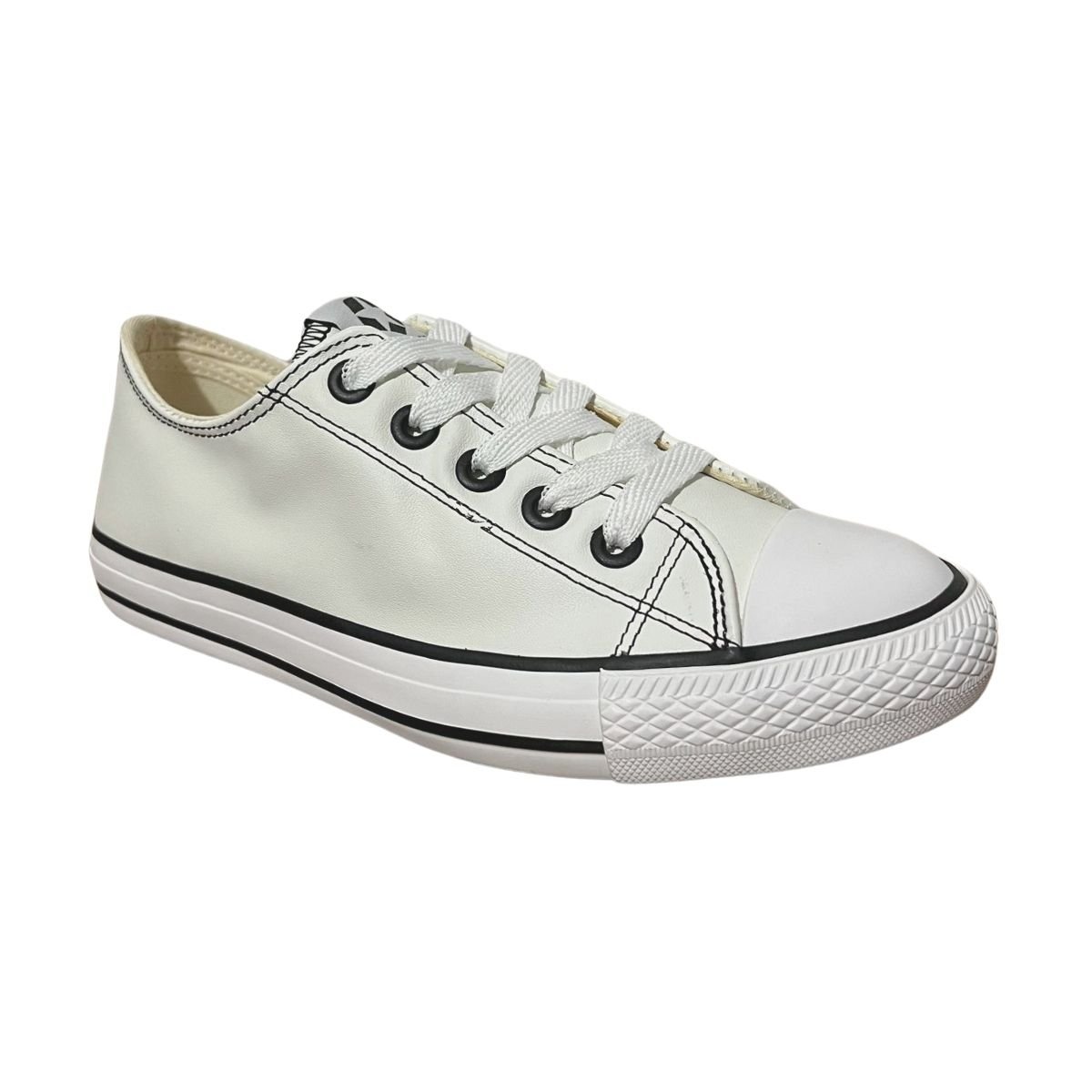 Tênis Casual de Couro Feminino Street Star Couro Low ST0142 Branco Branco 3