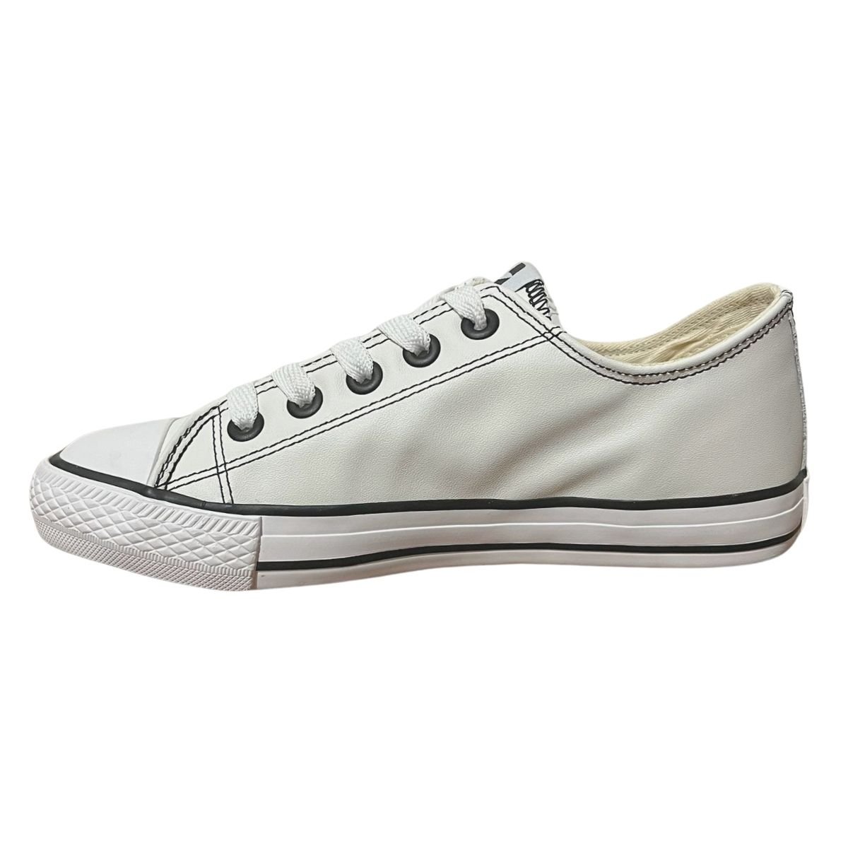 Tênis Casual de Couro Feminino Street Star Couro Low ST0142 Branco Branco 5