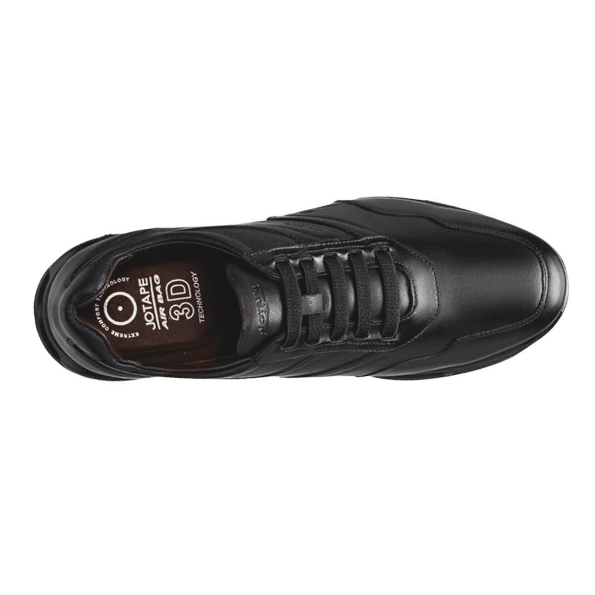 Sapato Casual de Couro Masculino Jota Pe 3D Evolution 78018 Preto Preto 3