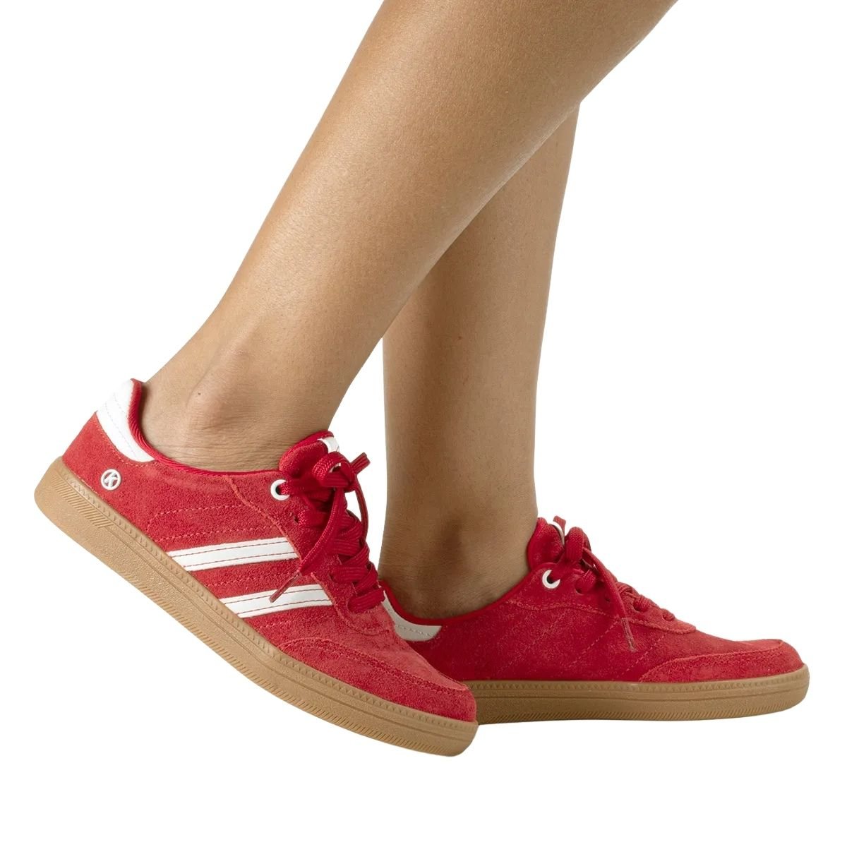 Tênis Casual de Couro Camurça Feminino Kolosh C3905 Vermelho Vermelho 7