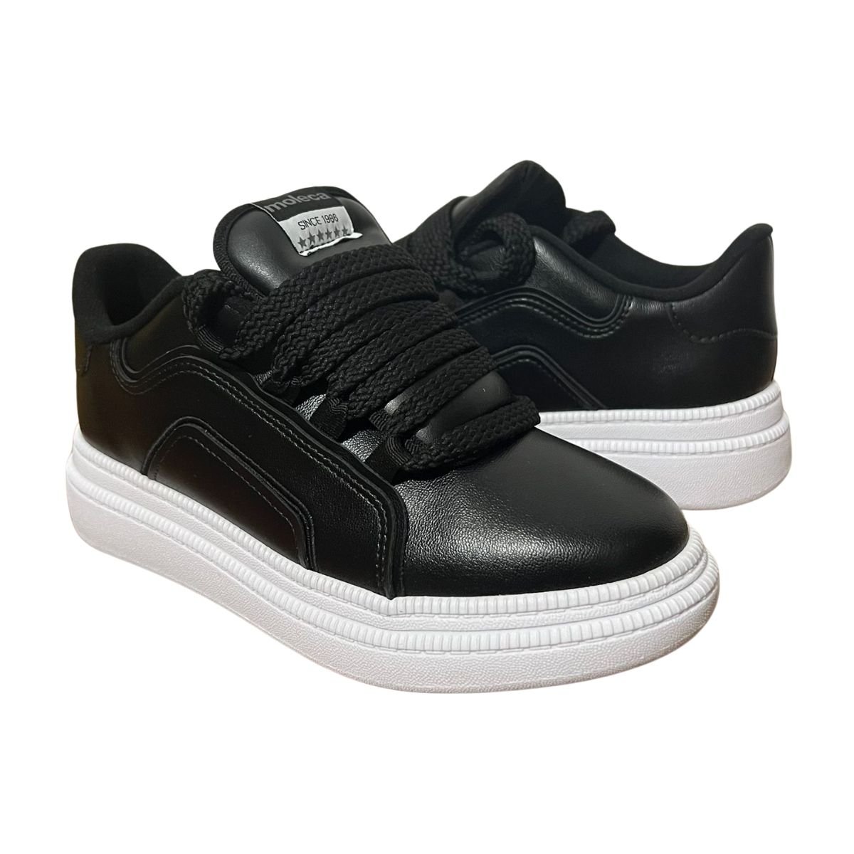 Tênis Casual Chunky Plataforma Feminino Moleca 5816.105 Preto Preto 2