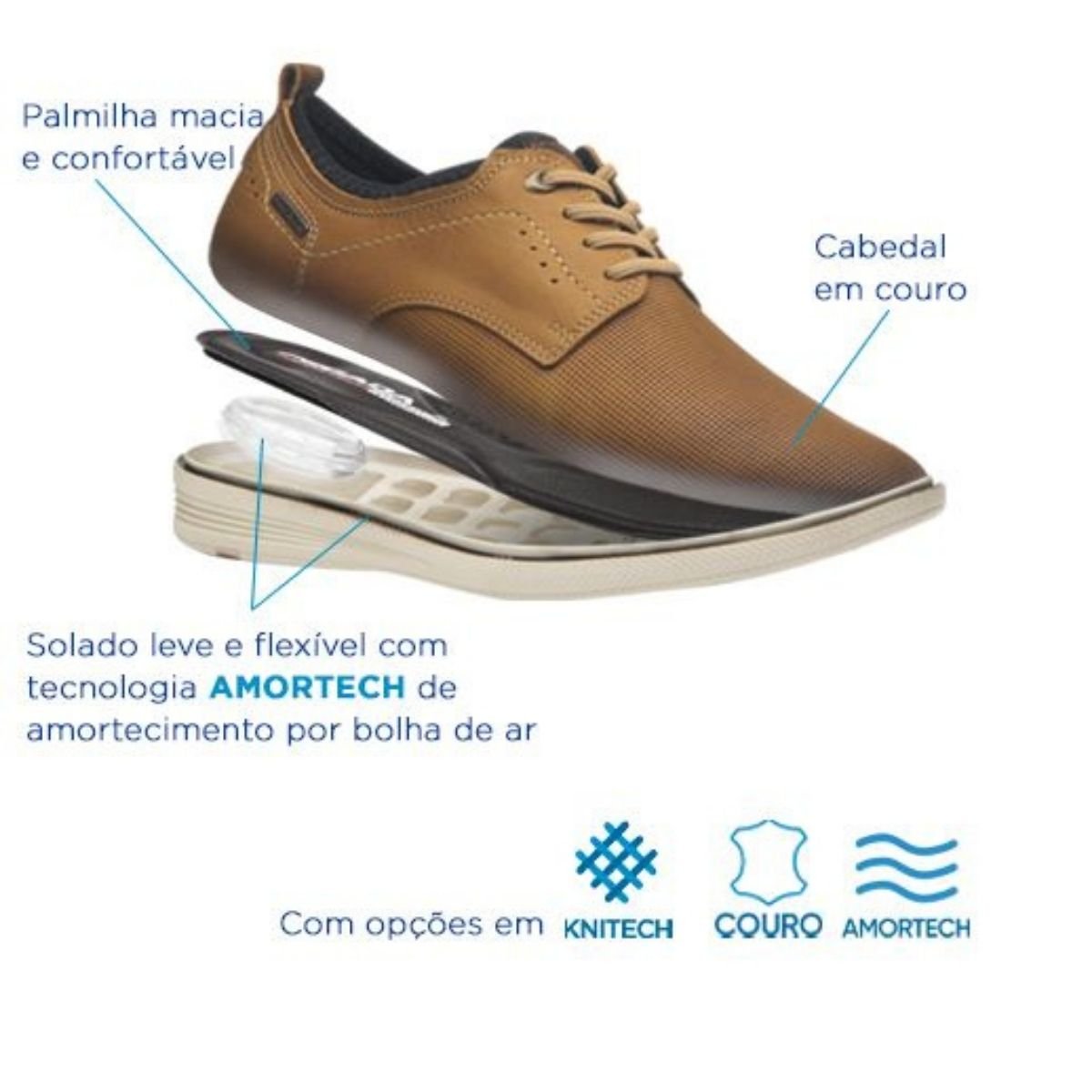 Sapato Social de Couro Masculino Pegada 126109-03 Marrom Marrom 7