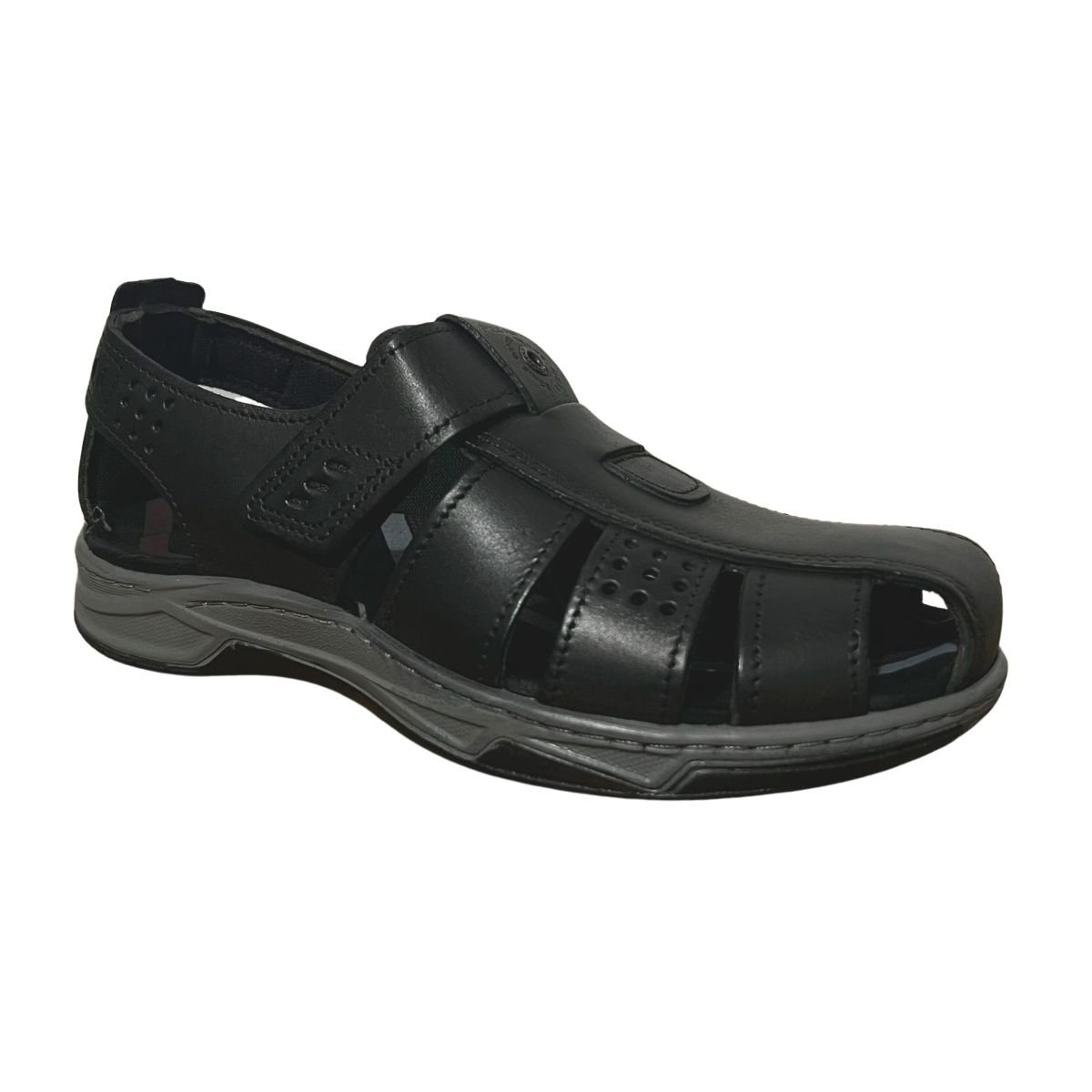 Sandália Casual de Couro Masculino Pegada 132255-04 Preto Preto 3