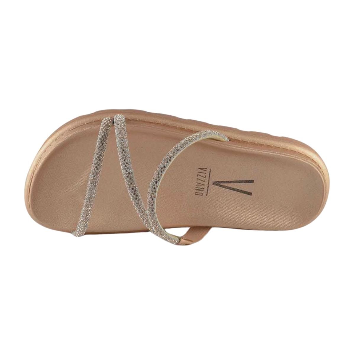 Sandália Papete Casual Tratorado Tira Strass Feminino Vizzano 6459.318 Dourado Dourado 4