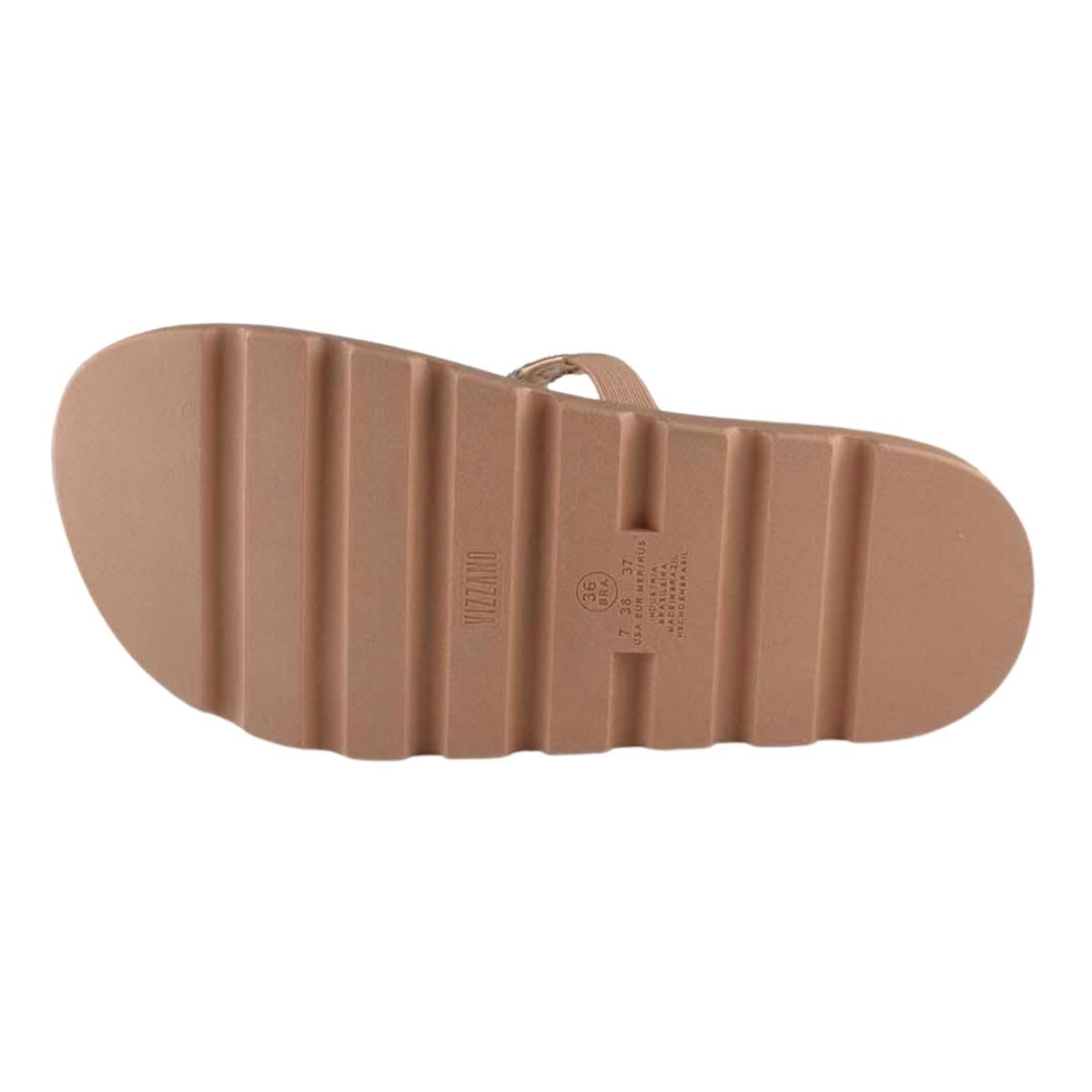 Sandália Papete Casual Tratorado Tira Strass Feminino Vizzano 6459.318 Dourado 6