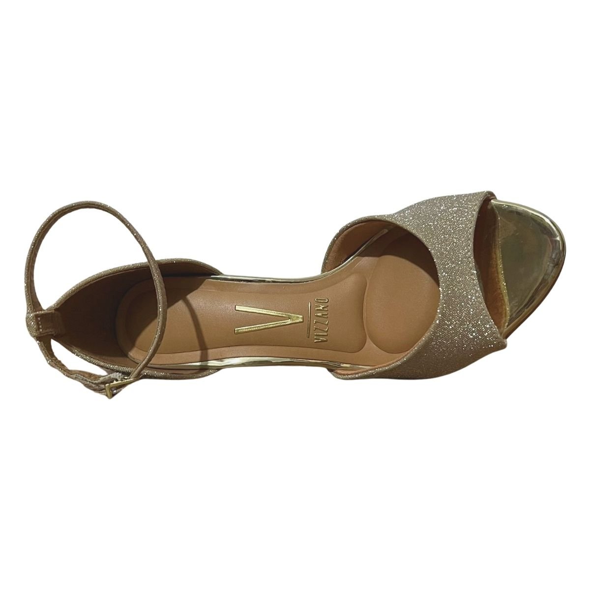Sandália de Salto Bloco Glitter Feminino Vizzano 6262.406 Dourado Dourado 4