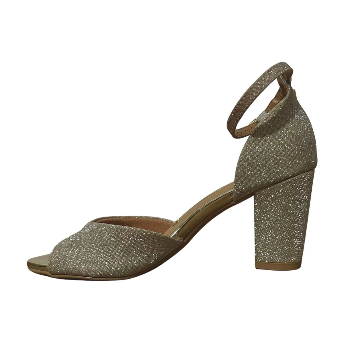 Sandália de Salto Bloco Glitter Feminino Vizzano 6262.406 Dourado Dourado 5