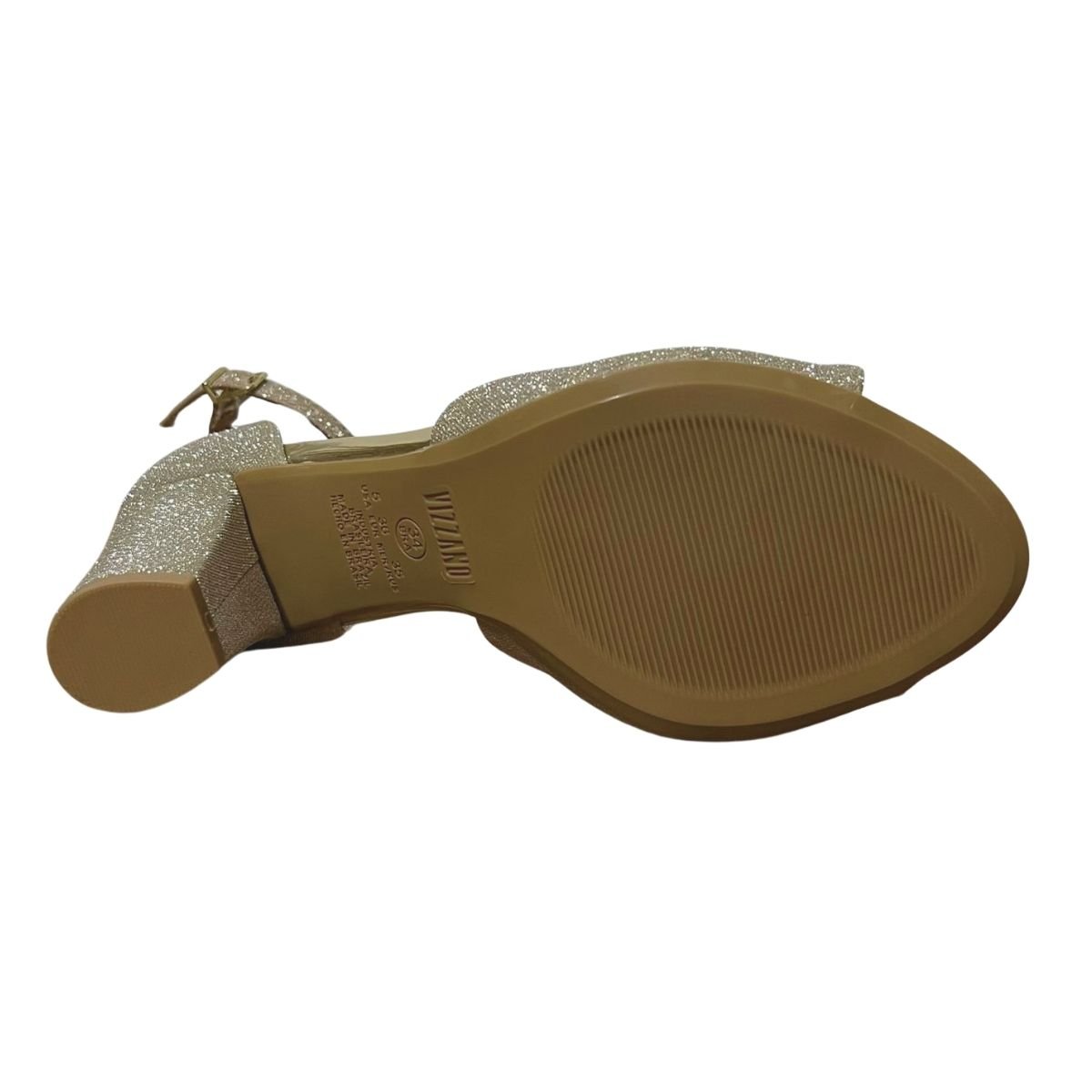 Sandália de Salto Bloco Glitter Feminino Vizzano 6262.406 Dourado Dourado 6