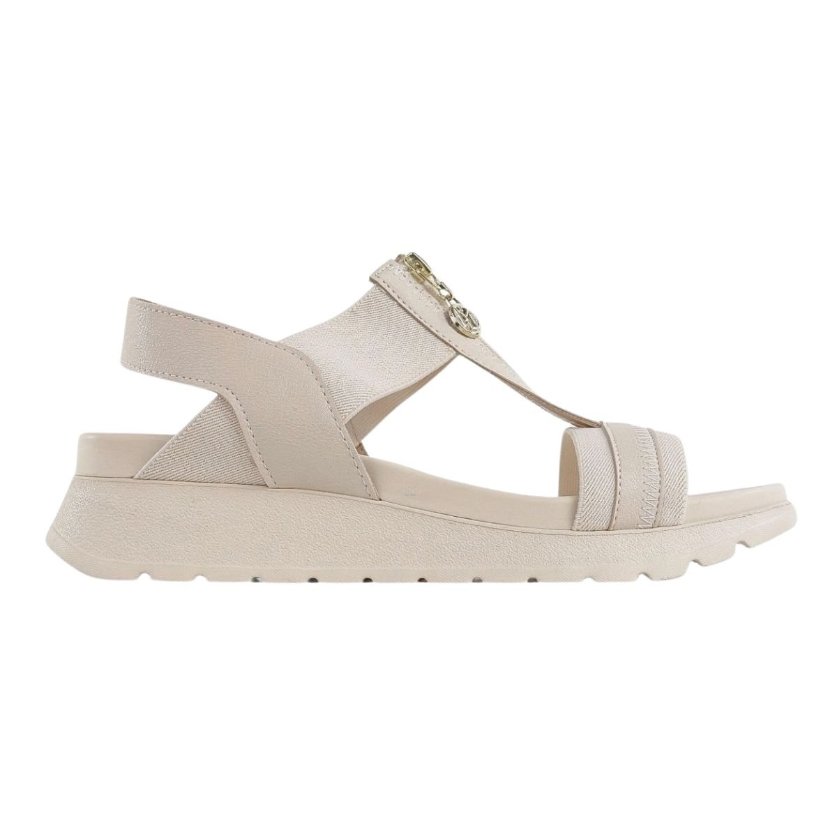 Sandália Casual de Elástico Feminino Modare 7198.103 Creme Creme 1