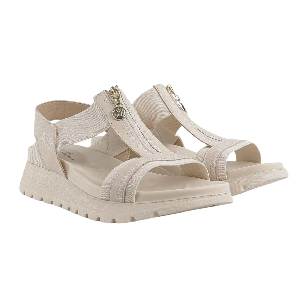Sandália Casual de Elástico Feminino Modare 7198.103 Creme Creme 2
