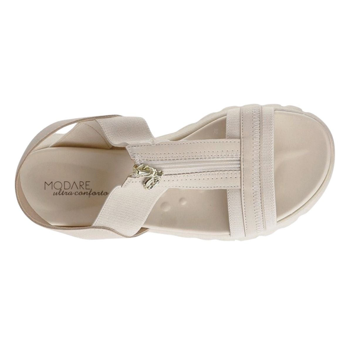Sandália Casual de Elástico Feminino Modare 7198.103 Creme Creme 3