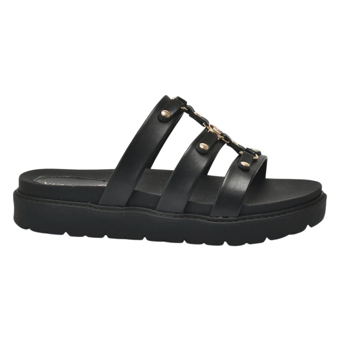 Sandália Papete Casual Feminino Via Marte 176-003-01 Preto Preto 1