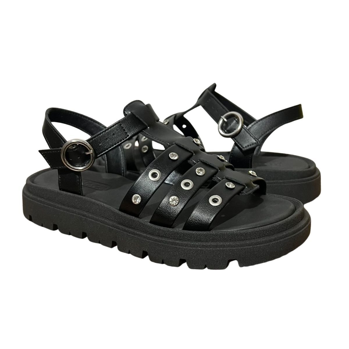 Sandália Papete Casual Feminino Dulce Maria Moleca 5504.115 Preto Preto 2