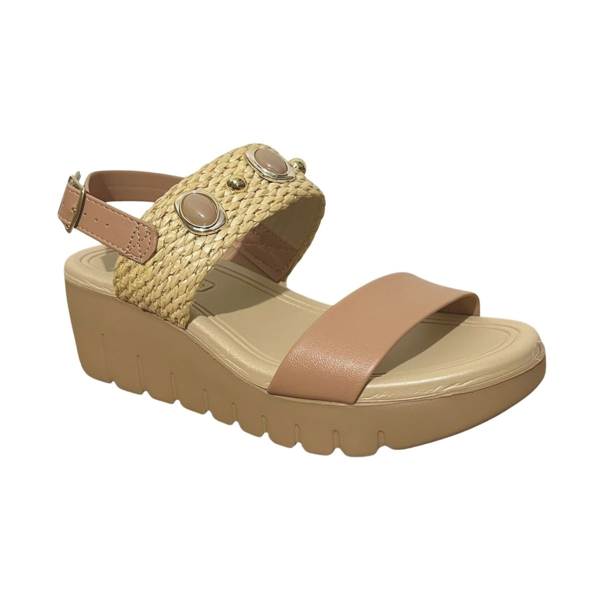 Sandália Anabela Casual Feminino Moleca 5536.110 Nude Nude 3