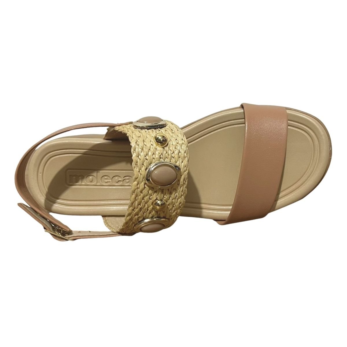 Sandália Anabela Casual Feminino Moleca 5536.110 Nude Nude 4