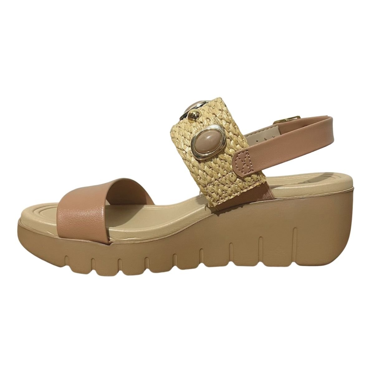 Sandália Anabela Casual Feminino Moleca 5536.110 Nude Nude 5