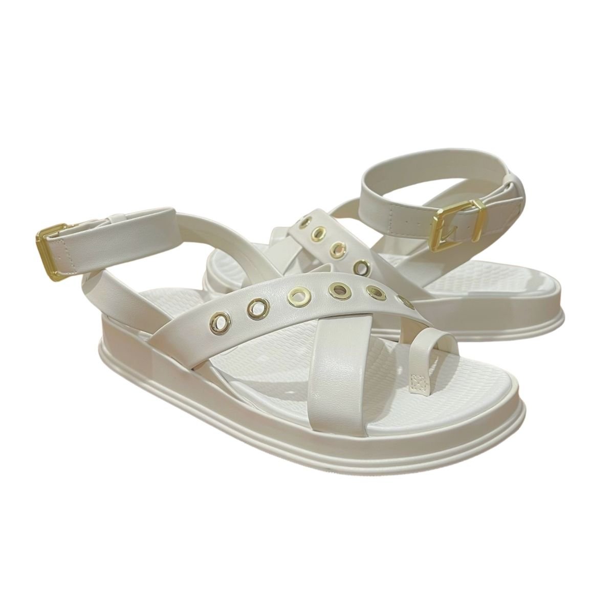 Sandália Papete Casual Feminino Moleca 5556.104 Creme Creme 2
