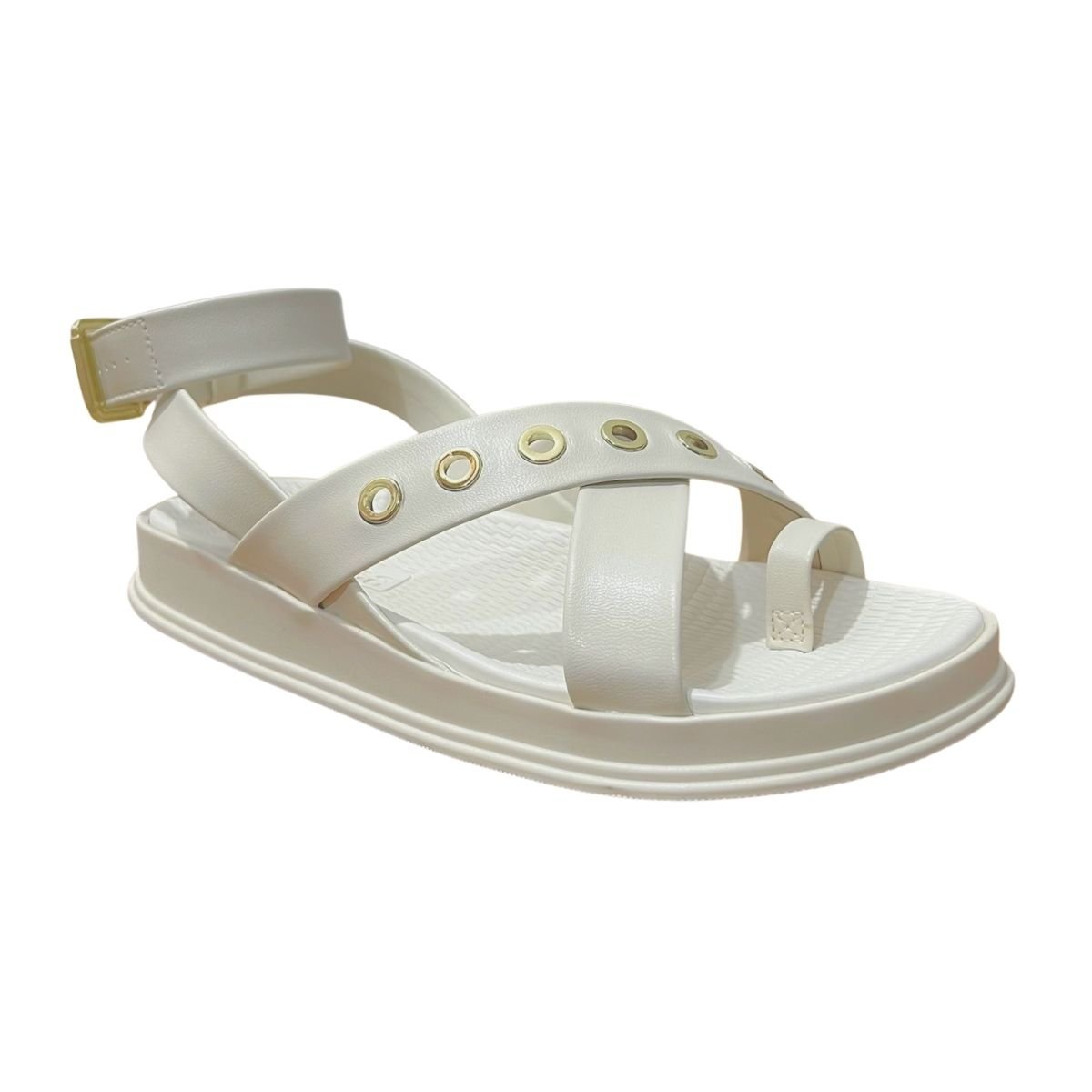 Sandália Papete Casual Feminino Moleca 5556.104 Creme Creme 3