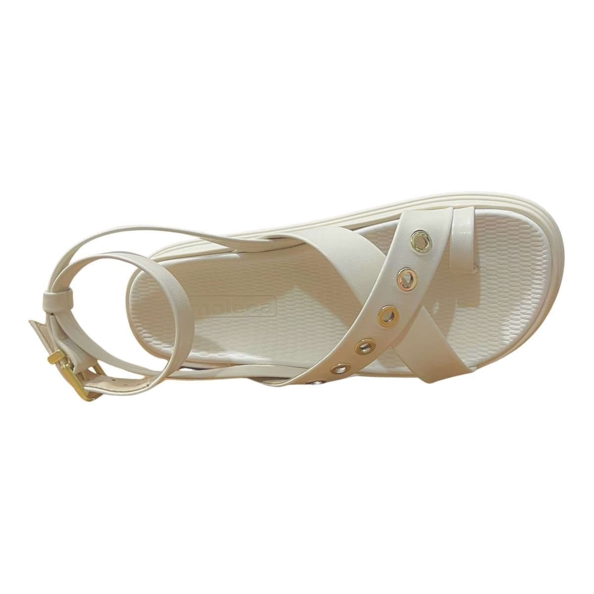 Sandália Papete Casual Feminino Moleca 5556.104 Creme Creme 4