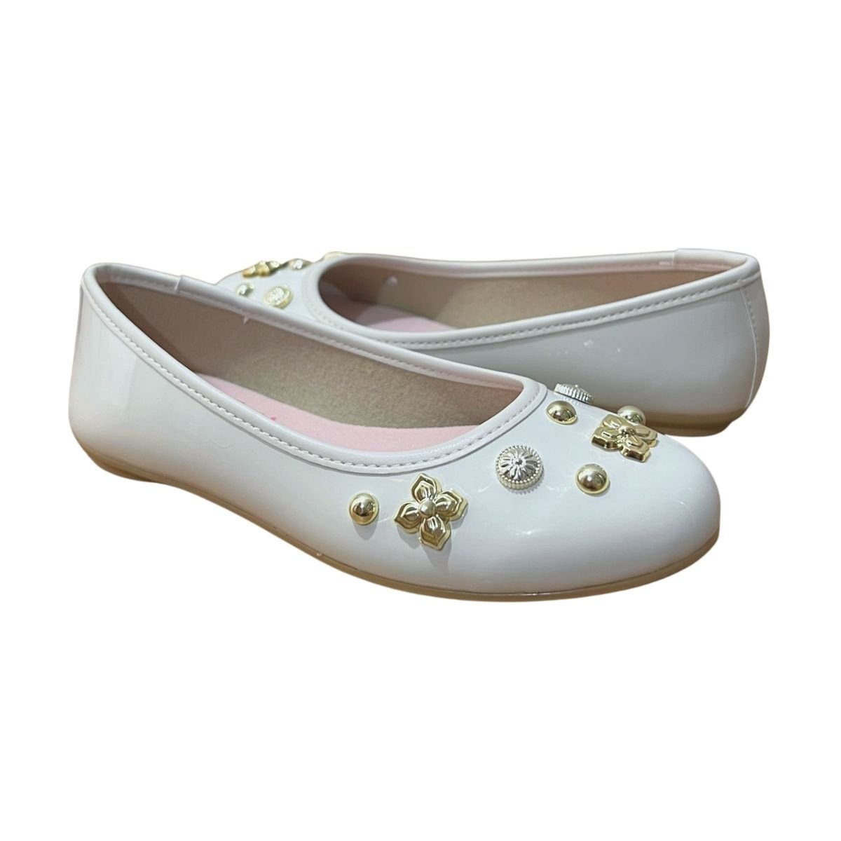 Sapatilha Casual Enfeite Infantil Menina Molekinha 2502.1014 Branco Verniz Branco 2