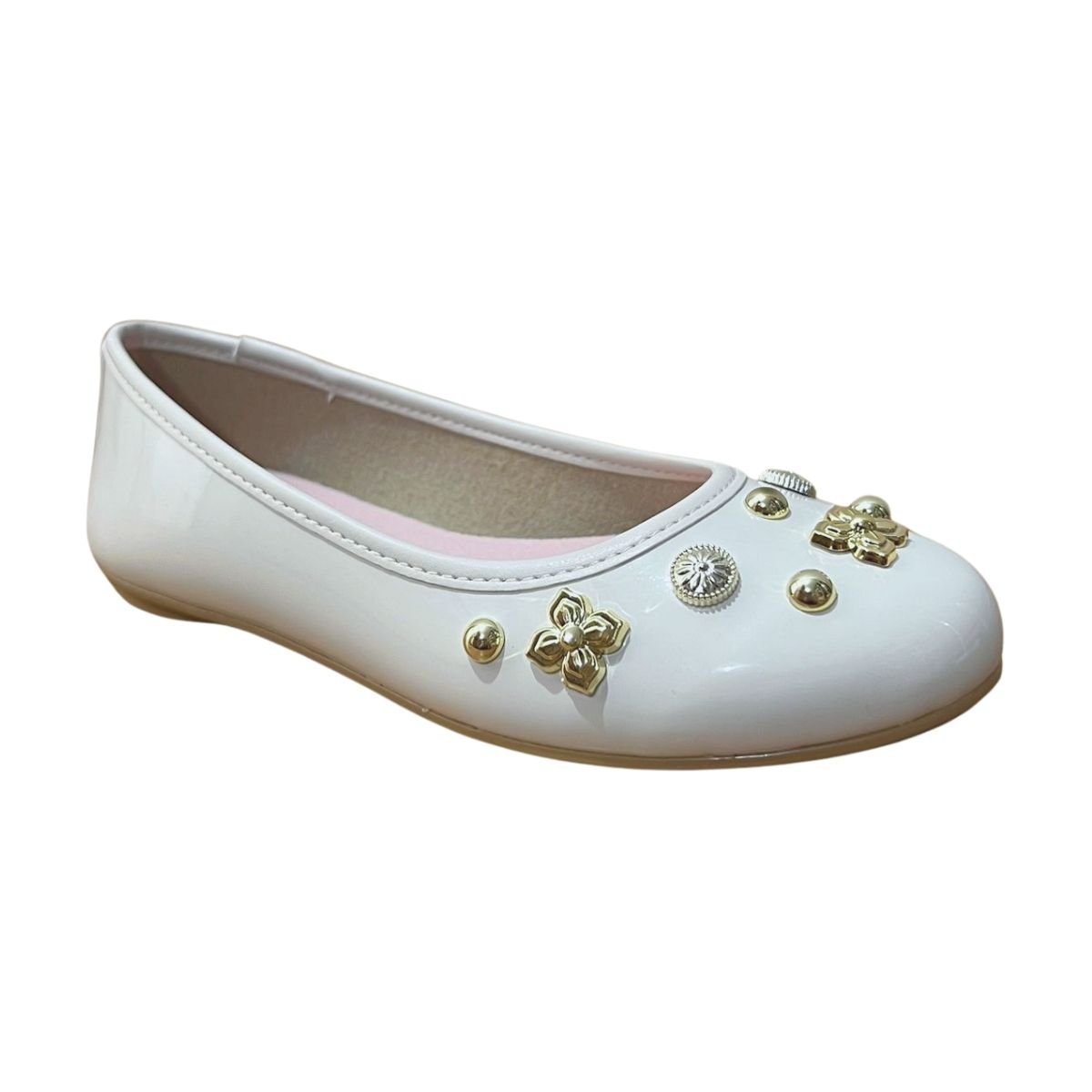 Sapatilha Casual Enfeite Infantil Menina Molekinha 2502.1014 Branco Verniz Branco 3