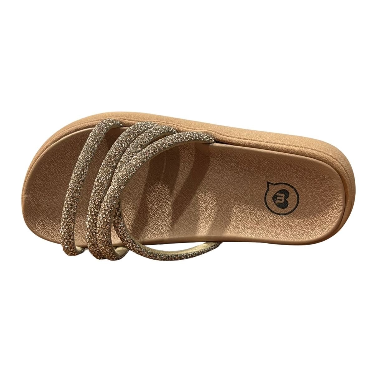 Sandália Slide Com Tira Strass Infantil Menina Molekinha 2358.108 Nude Nude/Dourado 4