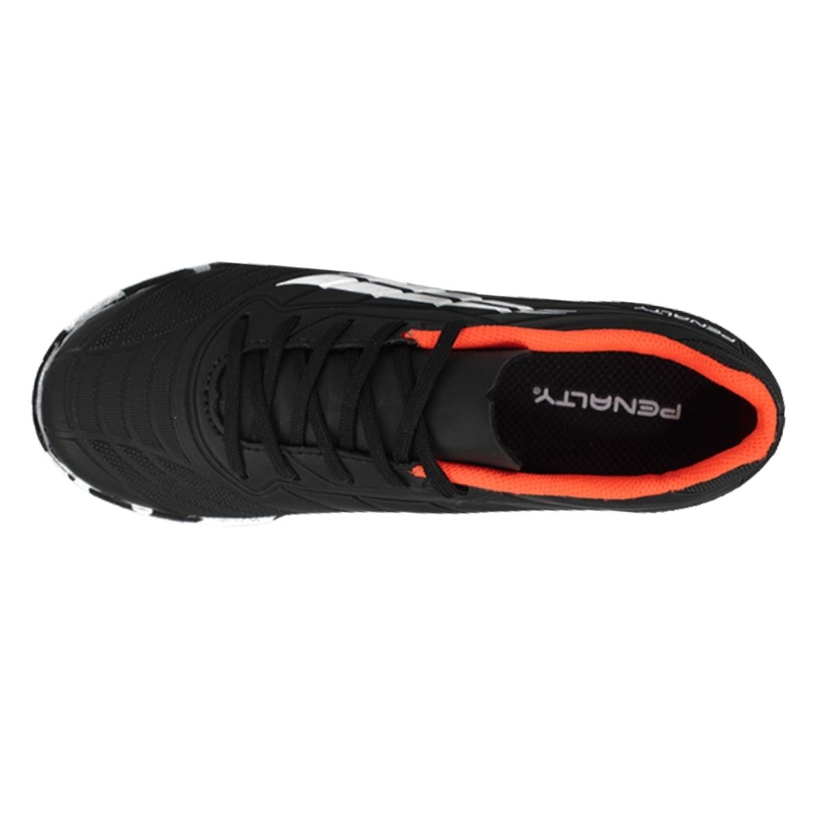 Chuteira Futsal Infantil Menino Penalty Matis Kids XXI Preto Preto/Branco/Laranja 2