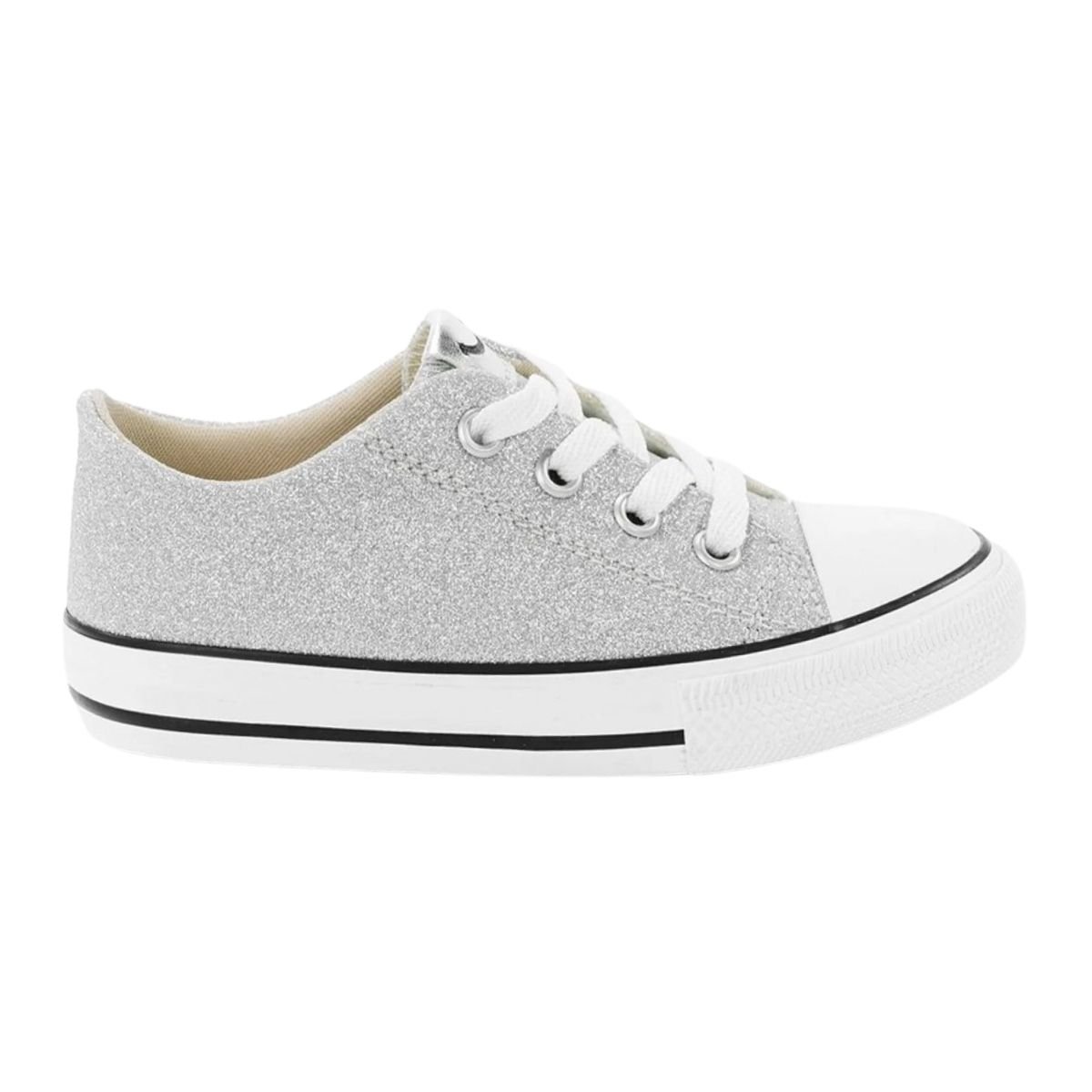 Tênis Casual de Glitter Infantil Menina Diversão DI2210 Mini Maitê Prata