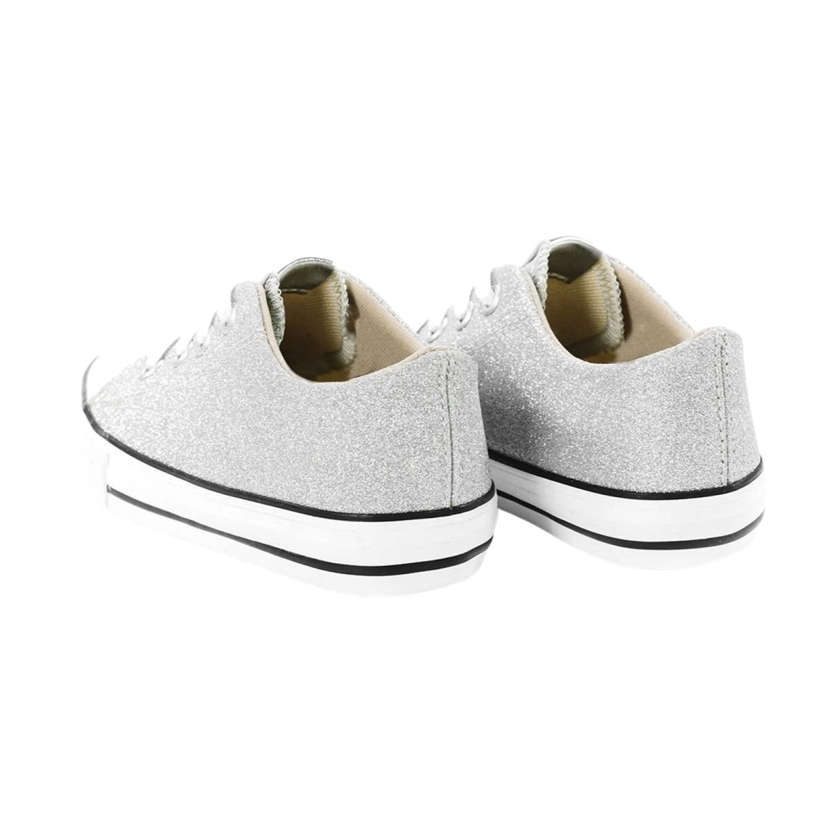 Tênis Casual de Glitter Infantil Menina Diversão DI2210 Mini Maitê Prata Prata 3