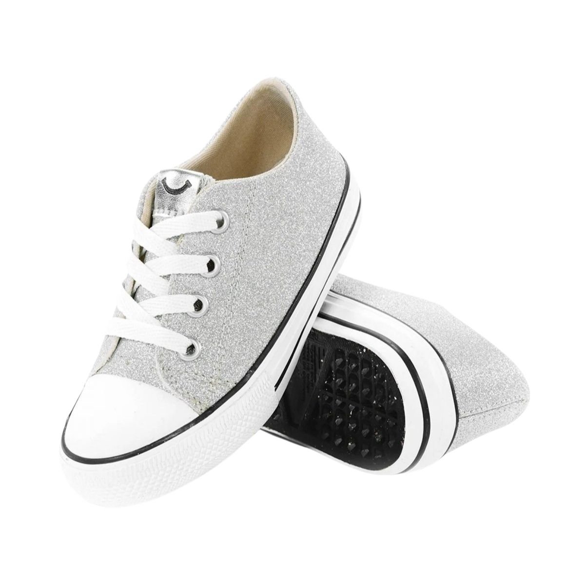 Tênis Casual de Glitter Infantil Menina Diversão DI2210 Mini Maitê Prata Prata 4