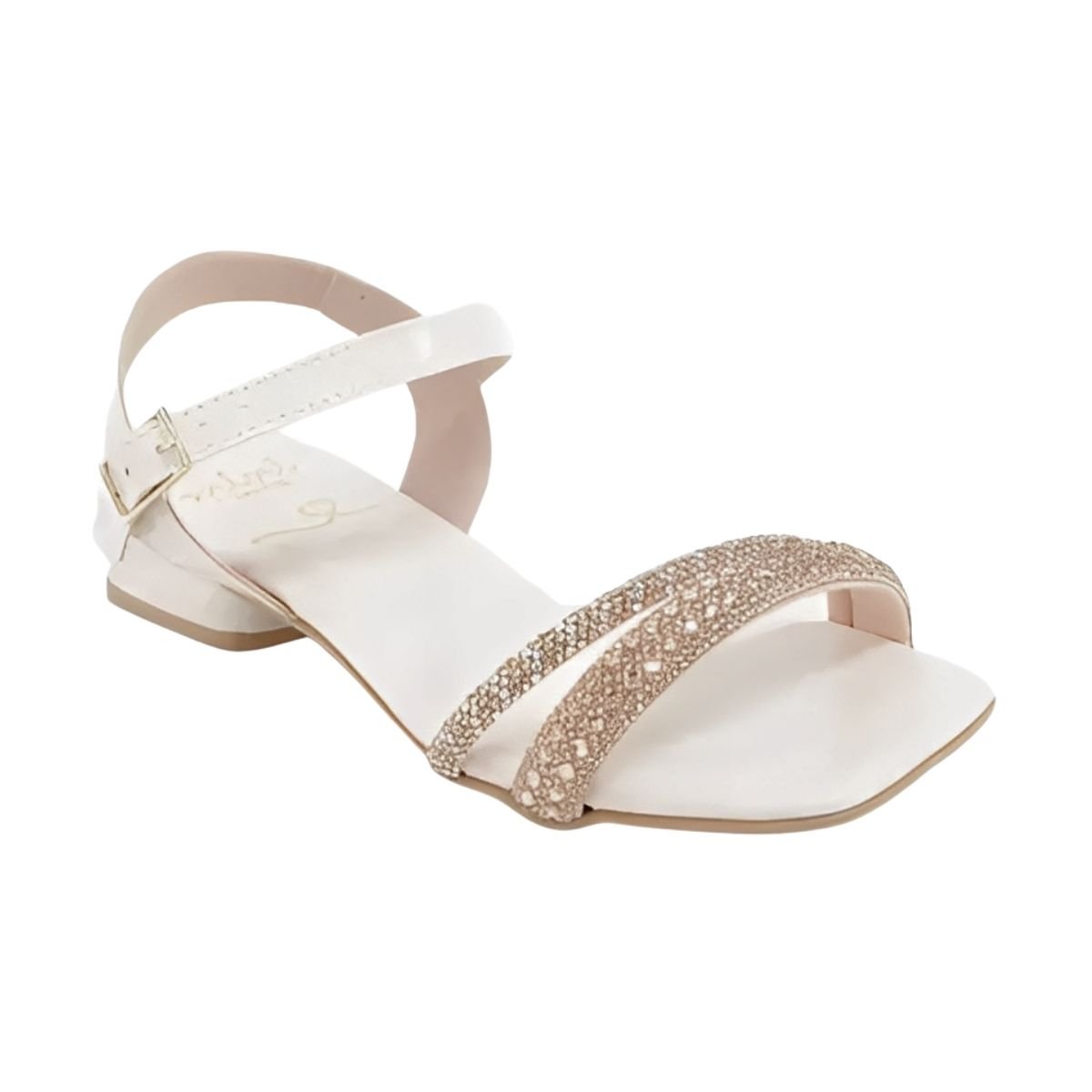 Sandália Casual de Salto Bloco Baixo Infantil Menina Sua Cia Mini 9176.51971 Branco Verniz Branco 3