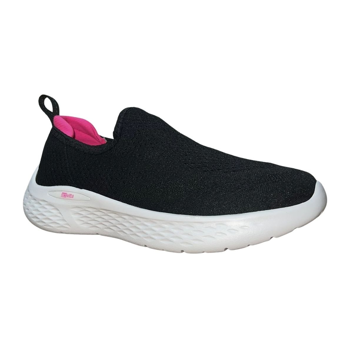Tênis Esportivo Slip On de Malha Feminino Actvitta 4845.100 Preto Branco Preto 3