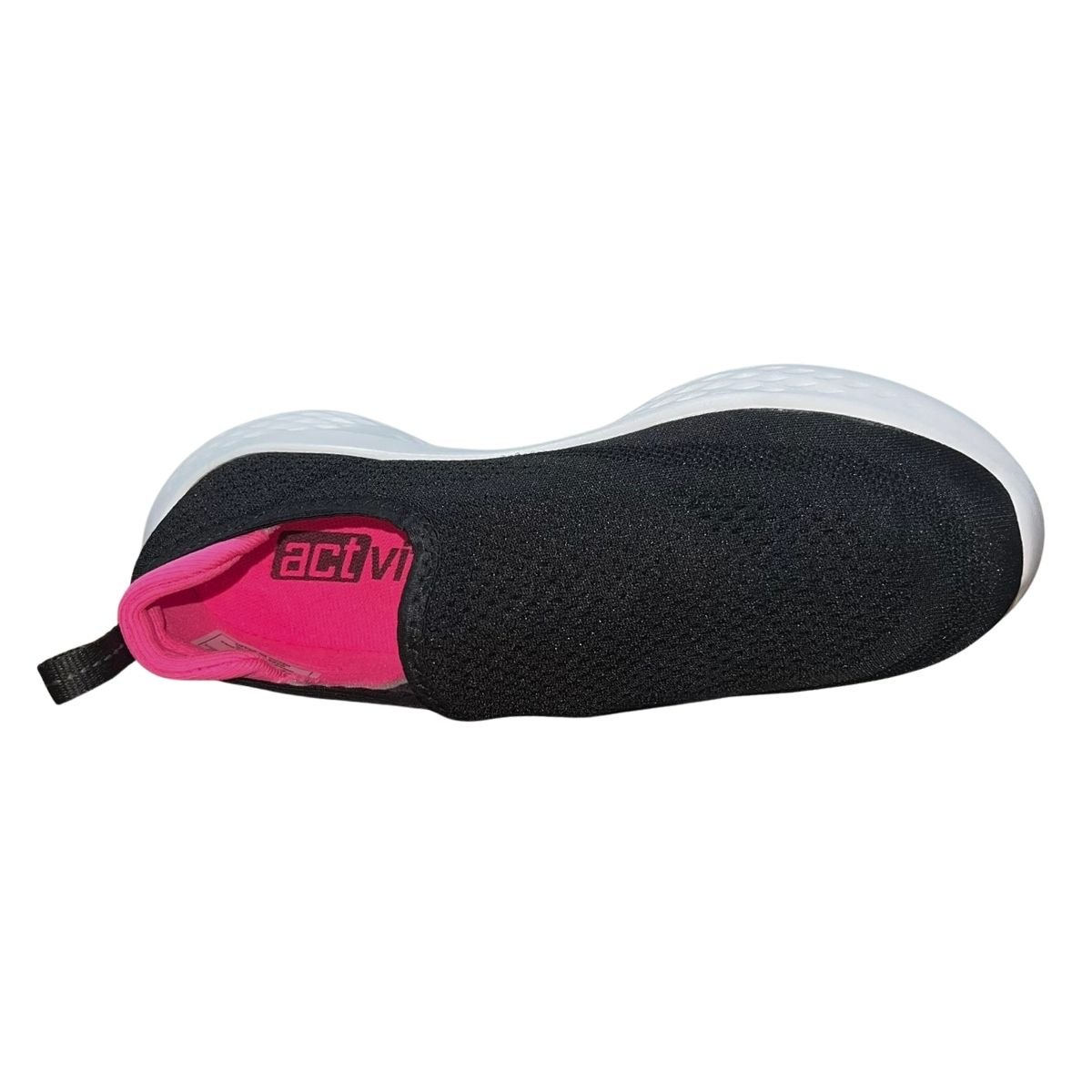 Tênis Esportivo Slip On de Malha Feminino Actvitta 4845.100 Preto Branco Preto 4