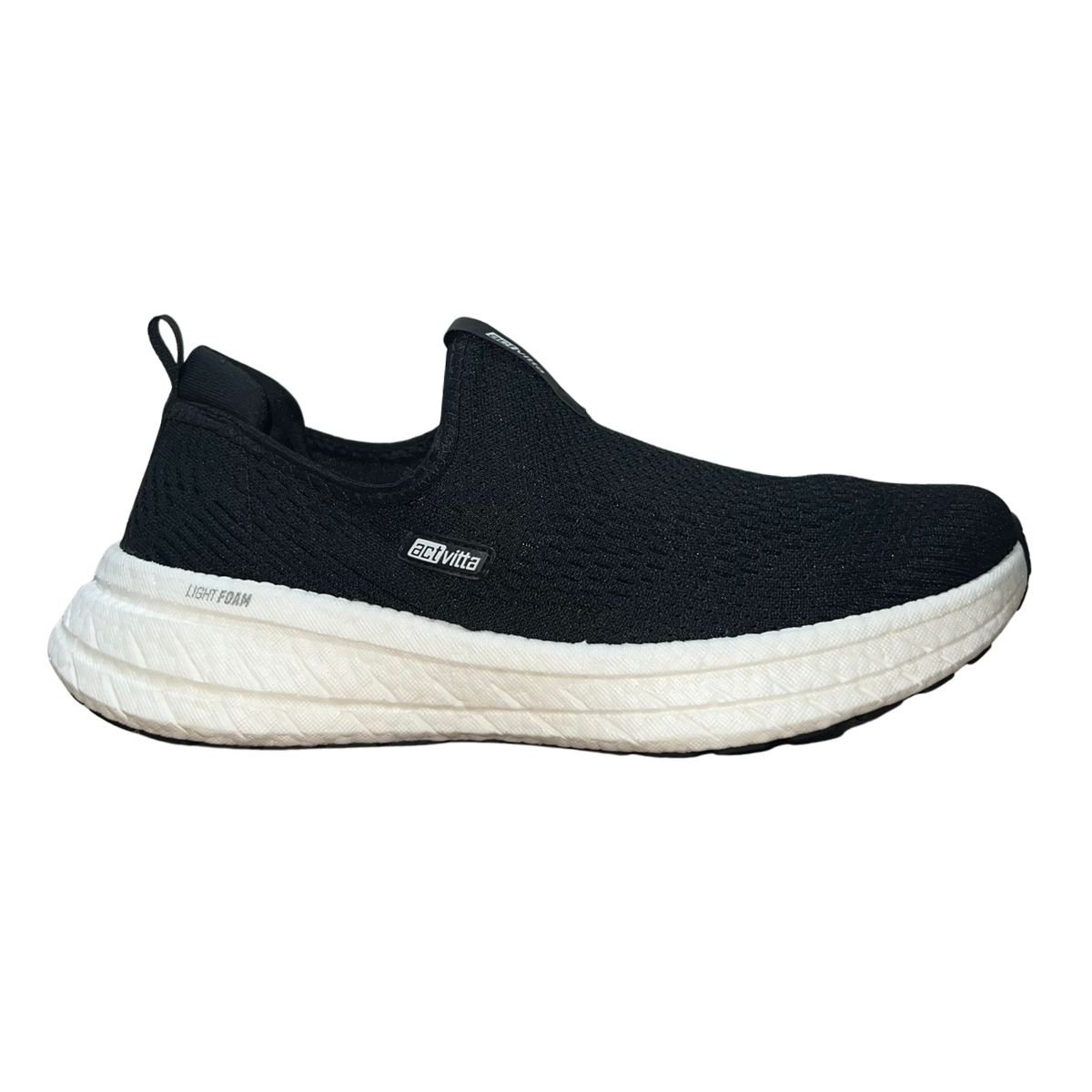Tênis Slip On Esportivo de Malha Masculino Actvitta 4931.103 Preto Branco Preto 1
