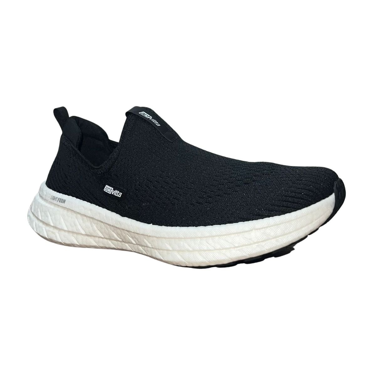 Tênis Slip On Esportivo de Malha Masculino Actvitta 4931.103 Preto Branco Preto 3