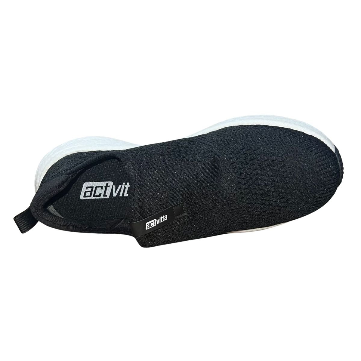 Tênis Slip On Esportivo de Malha Masculino Actvitta 4931.103 Preto Branco Preto 4