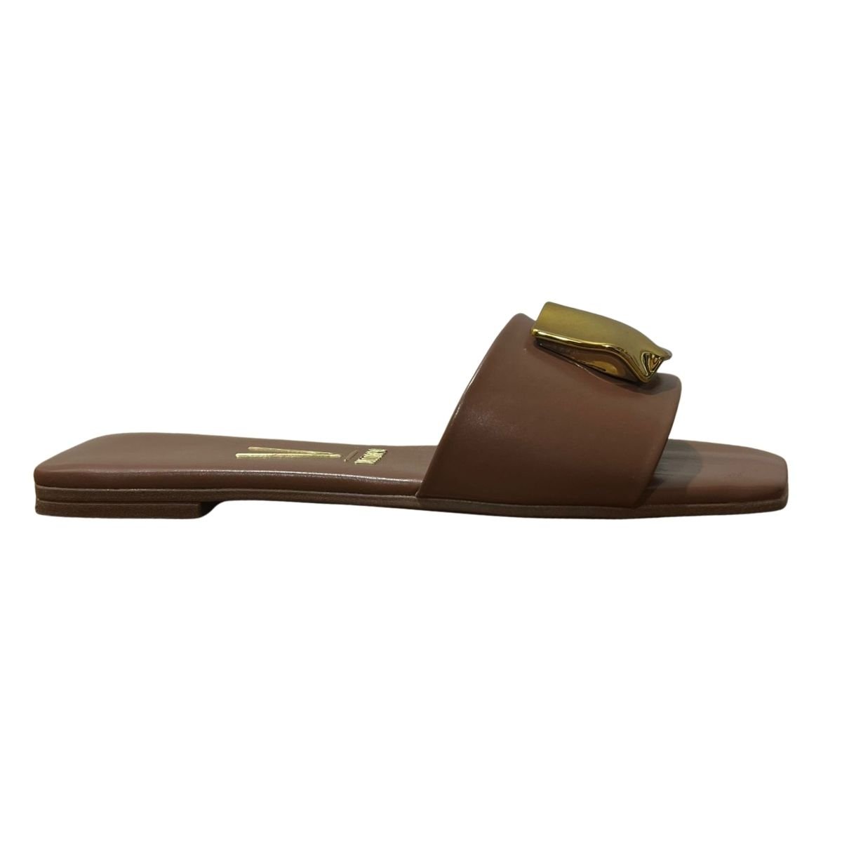 Sandália Rasteira Slide Feminino Vizzano 6553.100 Napa Marrom Marrom 1