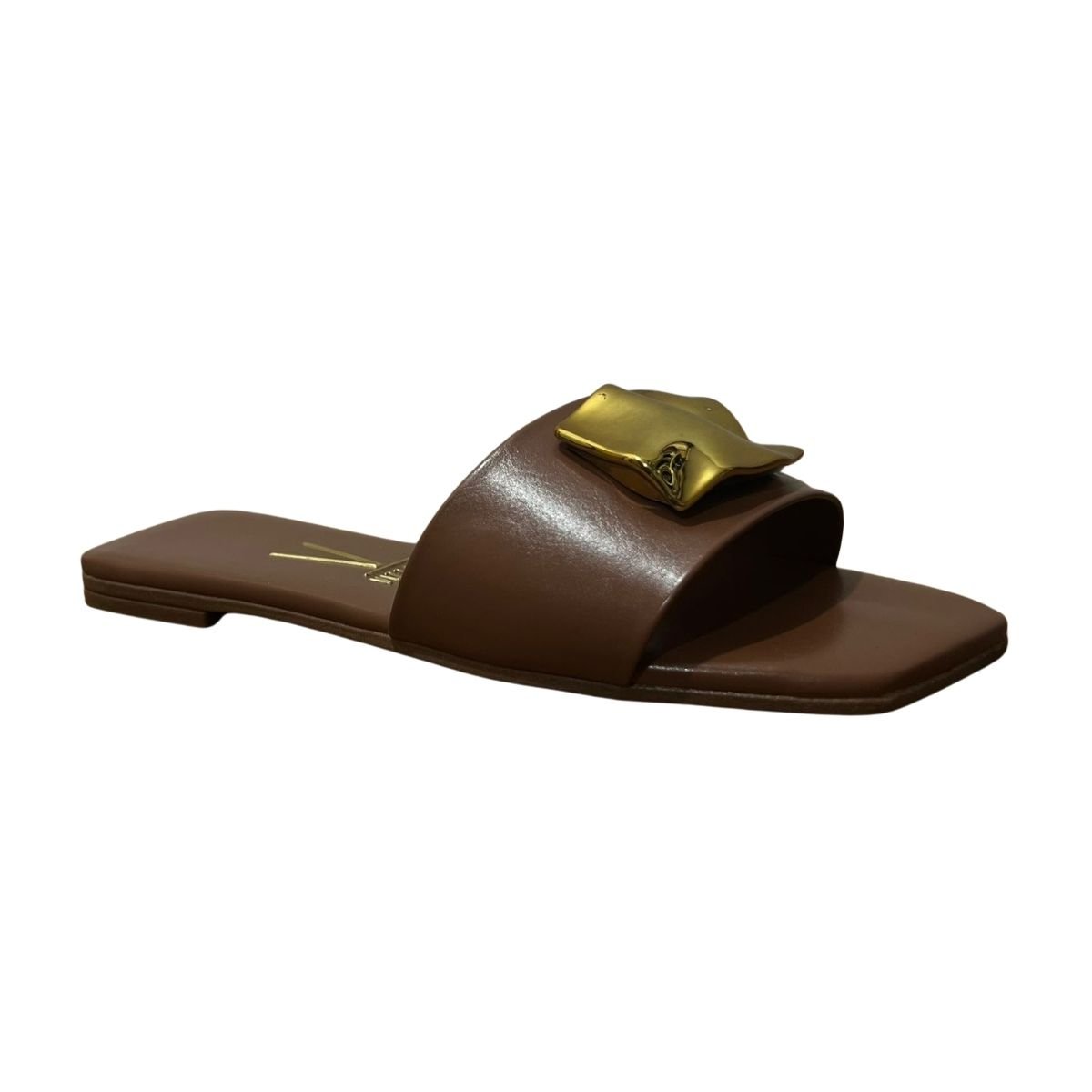 Sandália Rasteira Slide Feminino Vizzano 6553.100 Napa Marrom Marrom 3