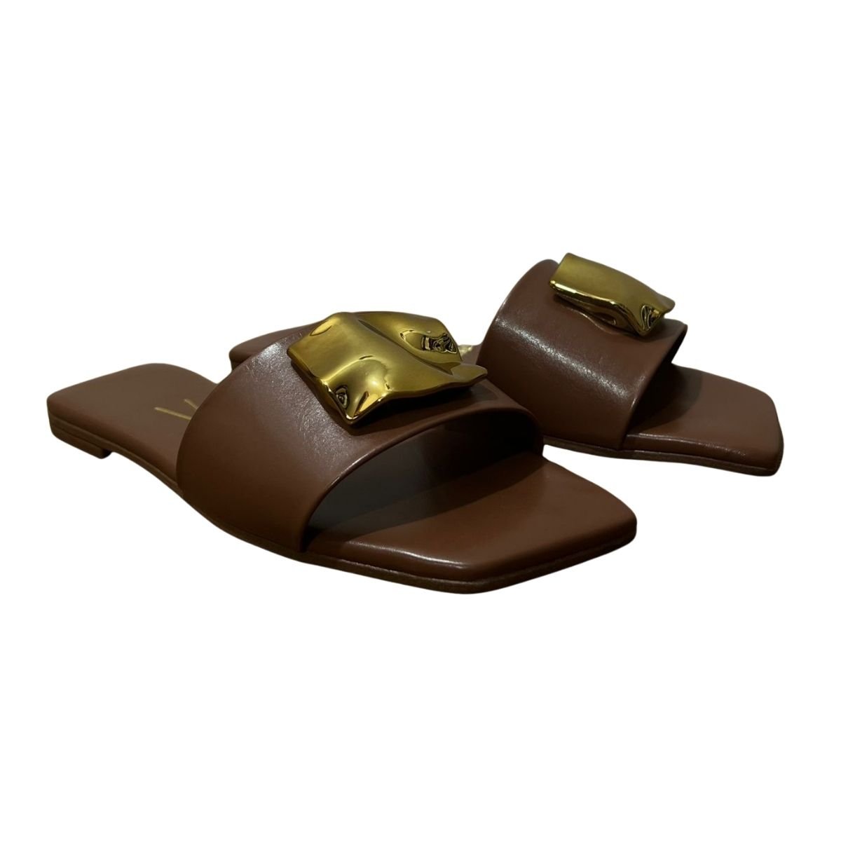 Sandália Rasteira Slide Feminino Vizzano 6553.100 Napa Marrom Marrom 2