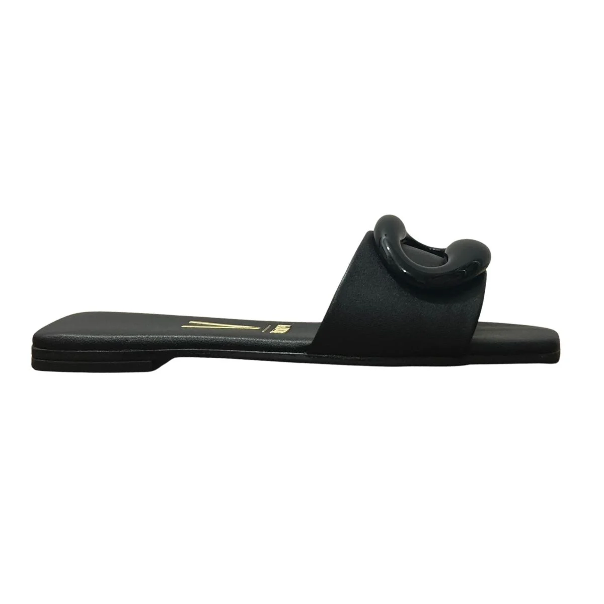 Sandália Rasteira Slide Feminino Vizzano 6553.101 Pelica Preto