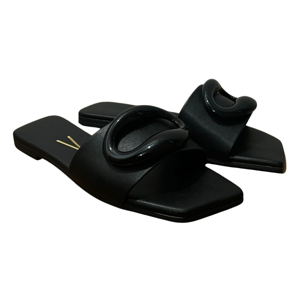 Sandália Rasteira Slide Feminino Vizzano 6553.101 Pelica Preto Preto 2