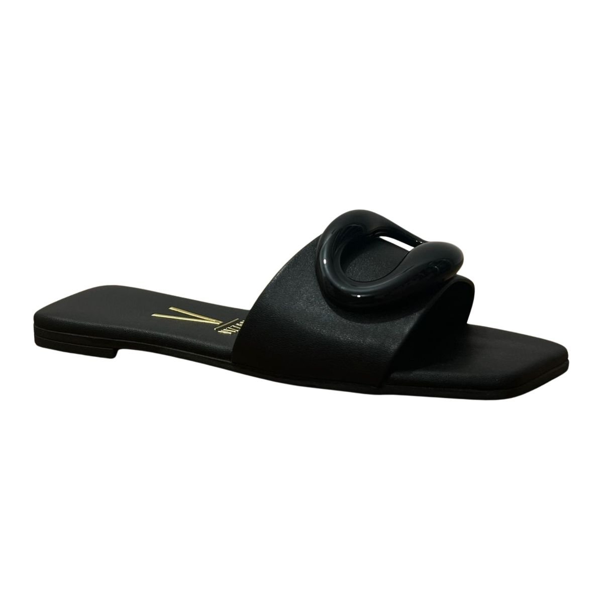 Sandália Rasteira Slide Feminino Vizzano 6553.101 Pelica Preto Preto 3