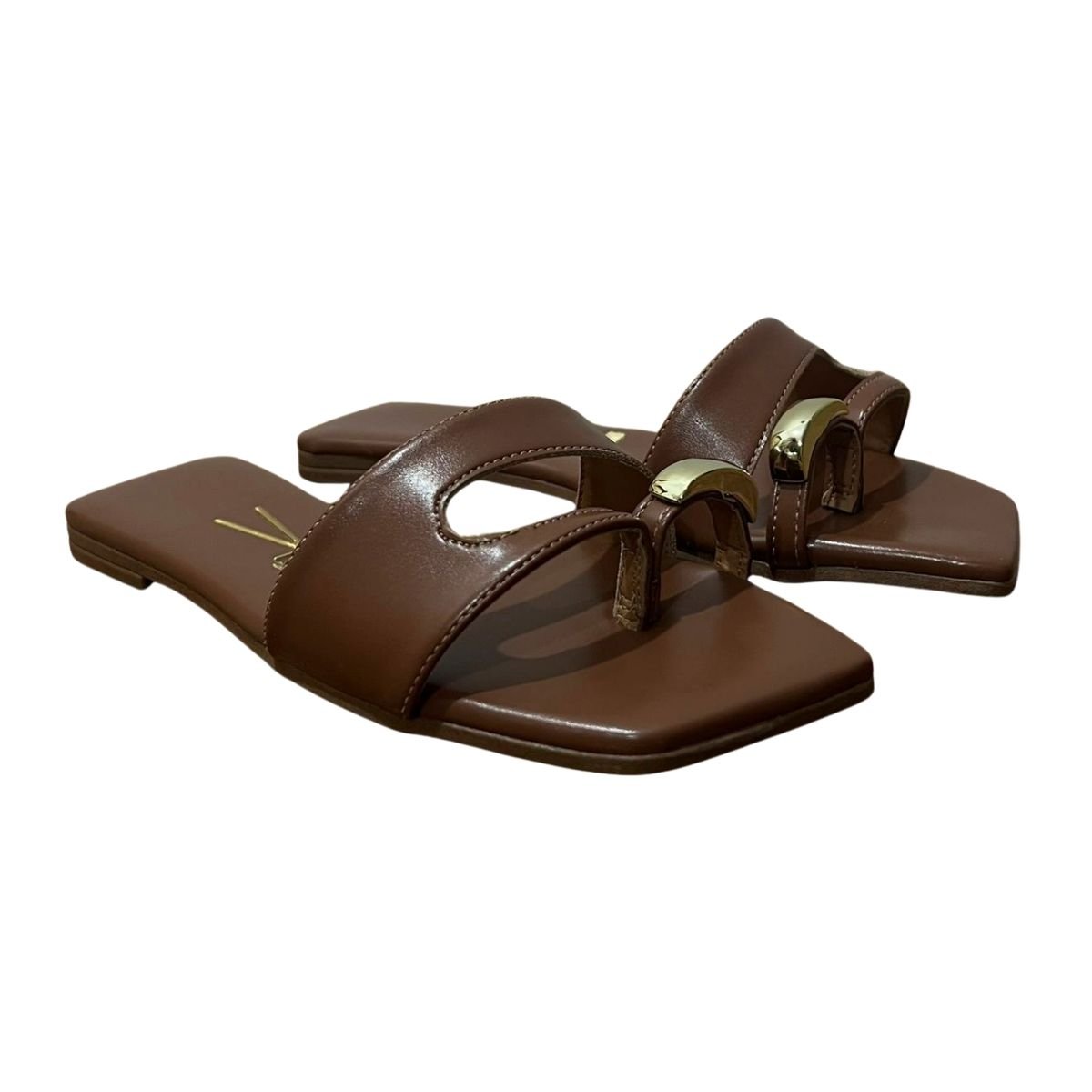 Sandália Rasteira Slide Feminino Vizzano 6553.102 Napa Marrom Marrom 2