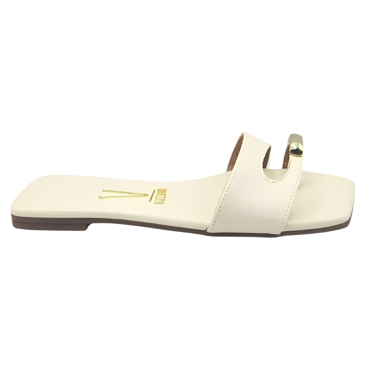 Sandália Rasteira Slide Feminino Vizzano 6553.102 Napa Branco Branco 1