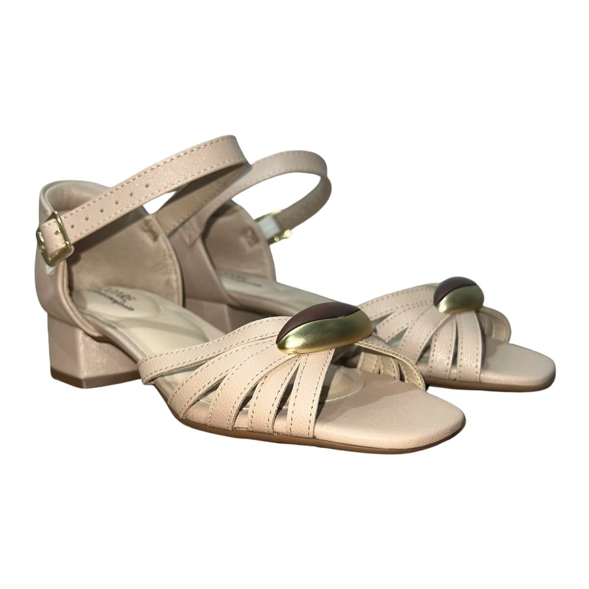 Sandália Casual de Salto Bloco Feminino Modare 7211.103 Bege Bege 2