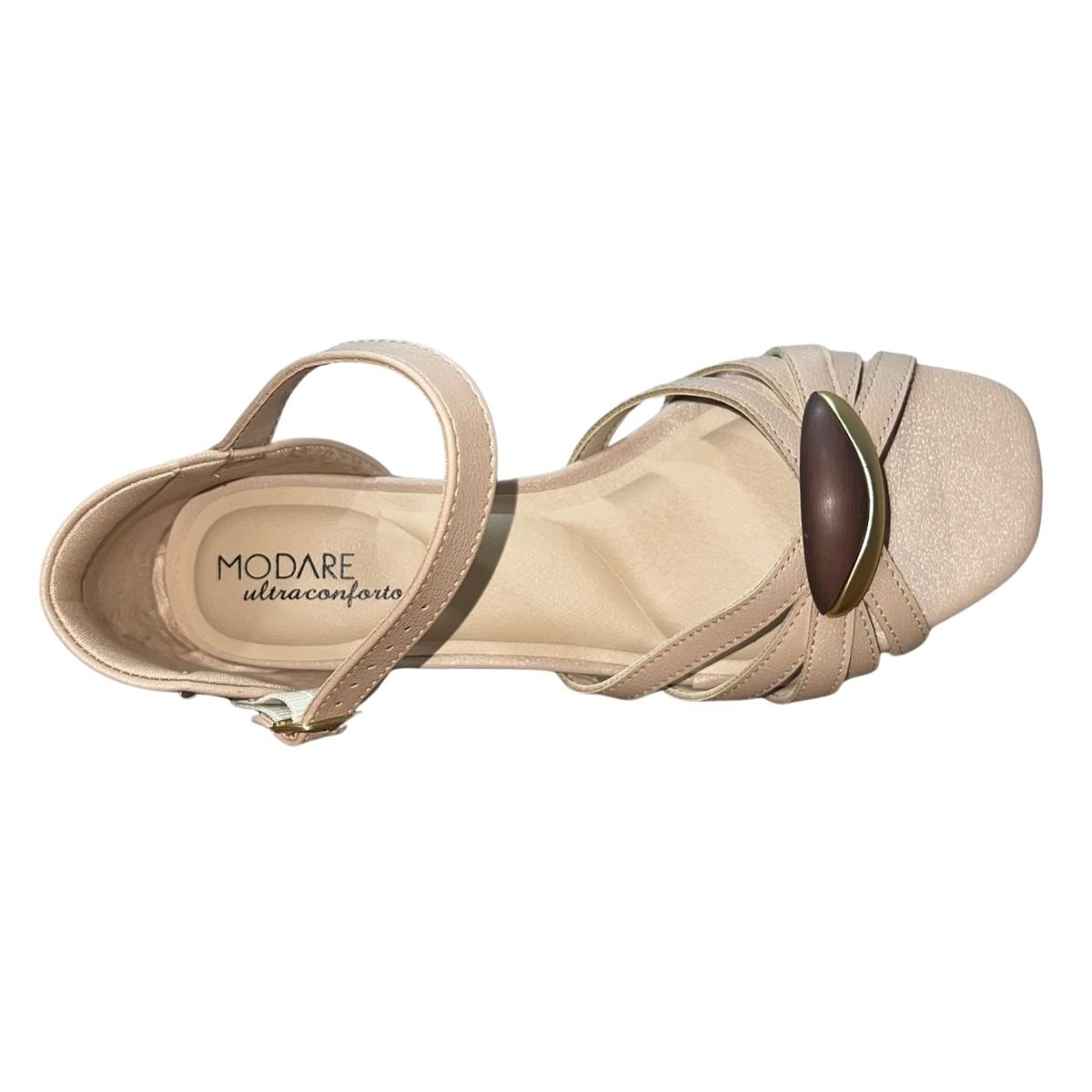 Sandália Casual de Salto Bloco Feminino Modare 7211.103 Bege Bege 4