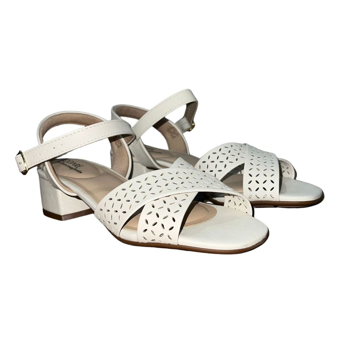 Sandália Casual de Salto Bloco Feminino Modare 7211.105 Branco Branco 2
