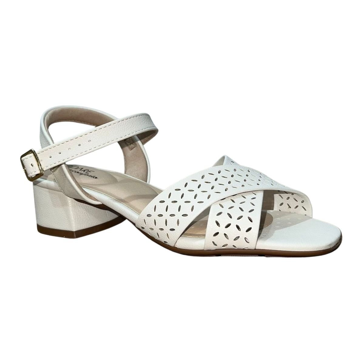 Sandália Casual de Salto Bloco Feminino Modare 7211.105 Branco Branco 3