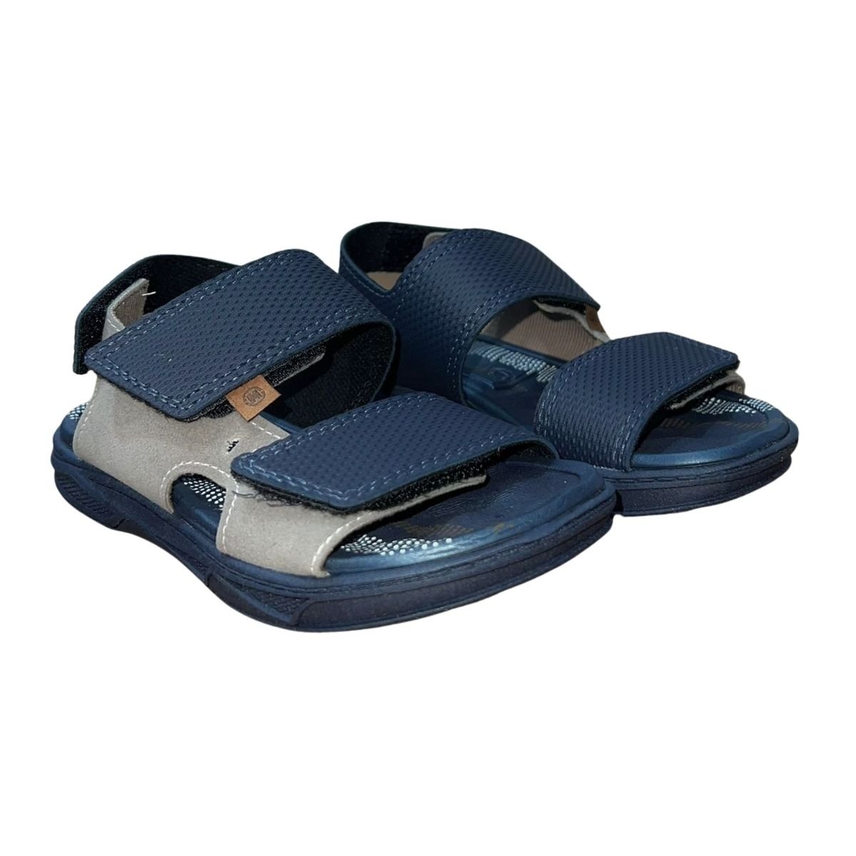 Sandália Papete Infantil Menino Molekinho 2402.744 Marinho Bege/Preto 2